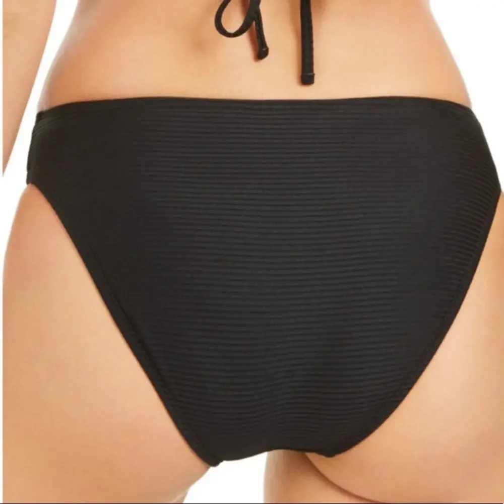 Hula Honey BLACK Rib Hipster Bikini Swim Bottom